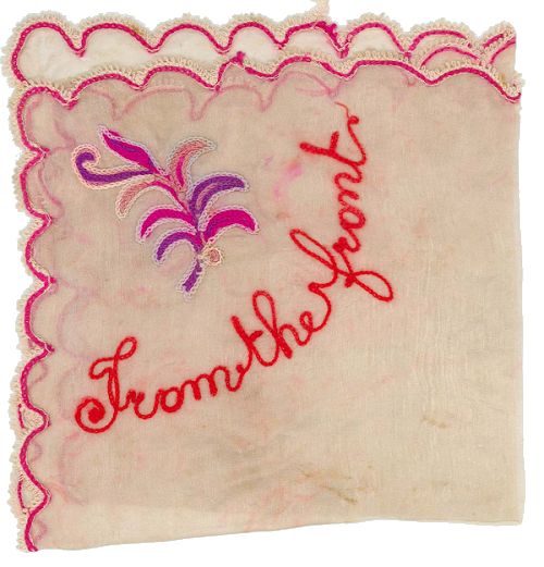 Embroidered handkerchief. 'From the front'