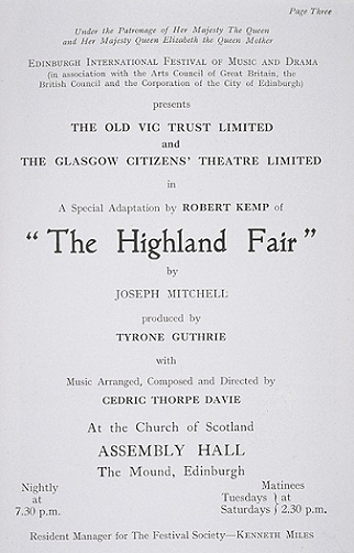 Edinburgh International Festival of Music and Drama presents 'The Highland Fair' by Joseph Mitchell.