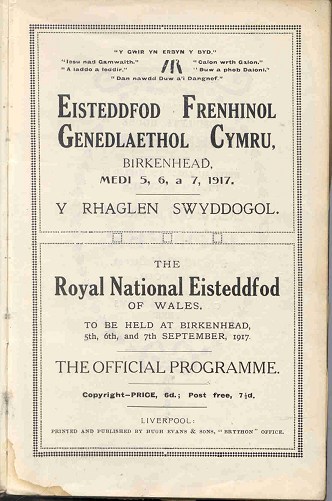 National Eisteddfod, Birkenhead 1917