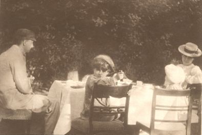 Llewelyn Davies family at lunch [Image used by kind permission of the Chichester Partnership, Samuel French Ltd., London on behalf of the Estate  of J.M. Barrie, and Exeter University Library (Special Collections), copyright © 2003]