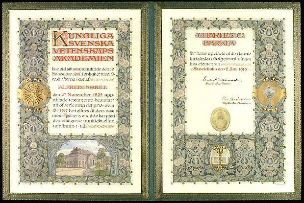 Barkla's Nobel Diploma