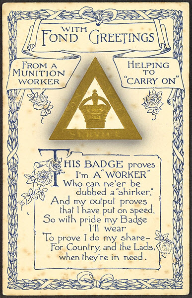 Badge for munitions' worker